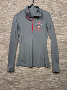 Ohio State Buckeyes Shirt Womens Small Gray NCAA Football Scarlet & Gray 1/4 Zip